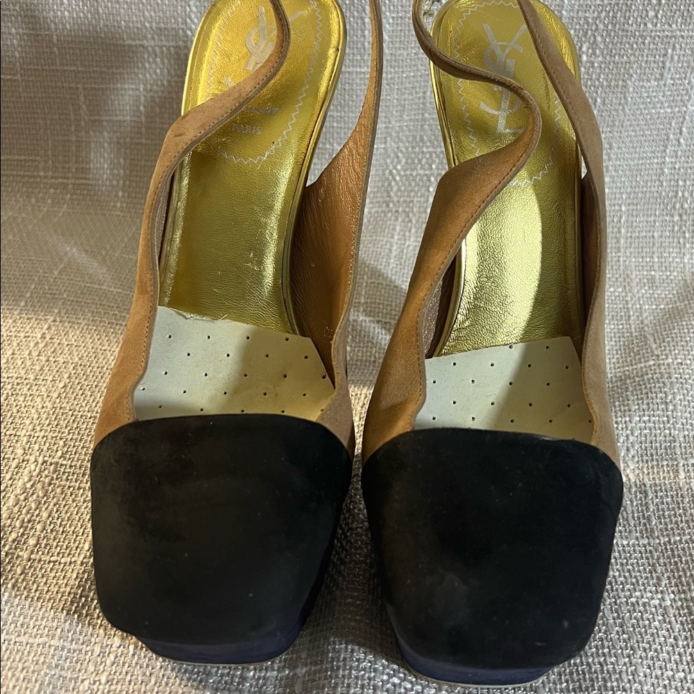 Yves Saint Laurent Obsession 105 Cap Toe Platform‎ Pumps Suede